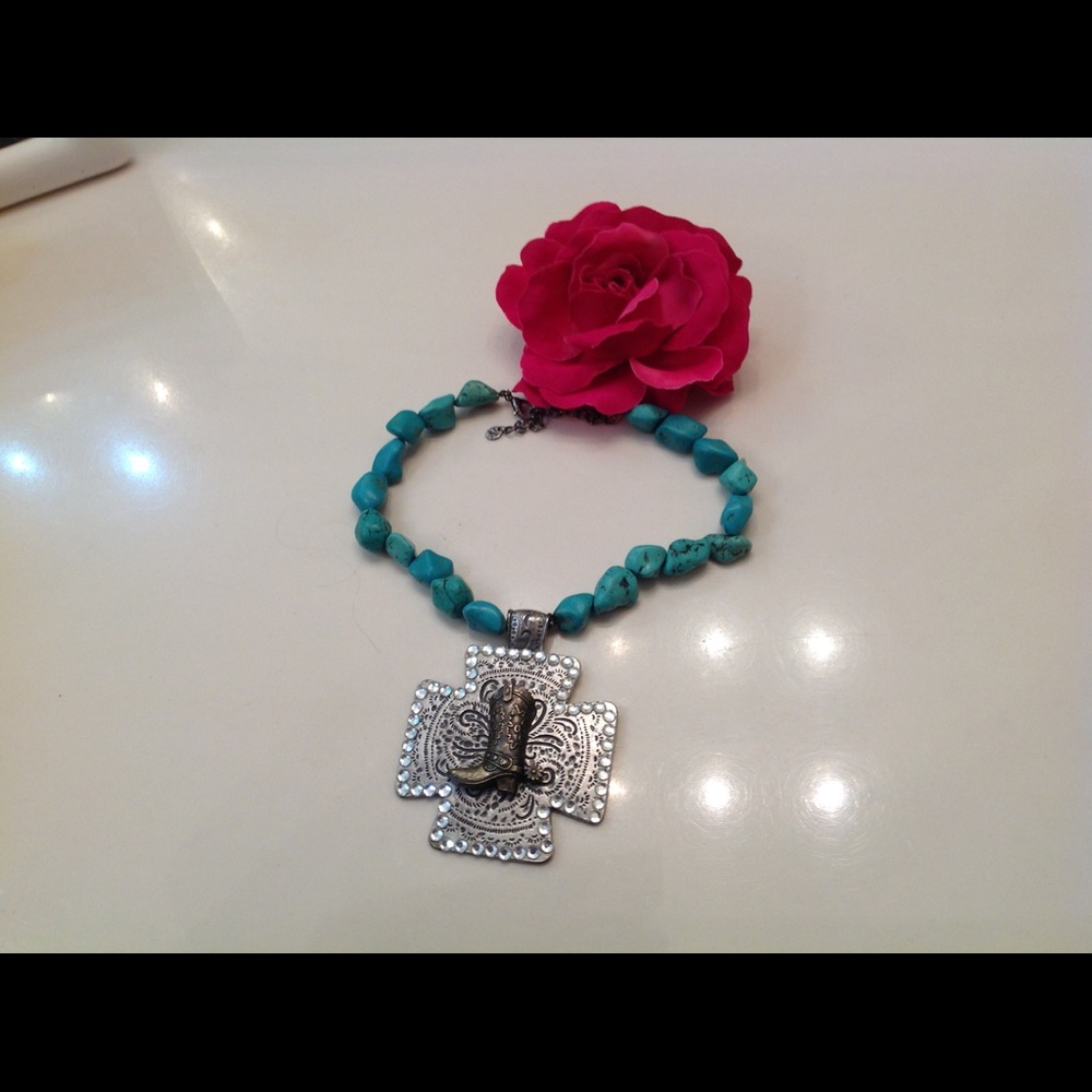 Turquoise bead statement necklace
